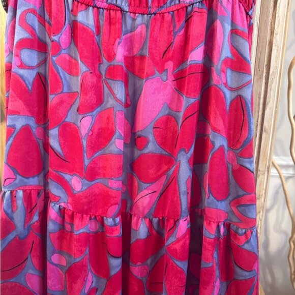NIC+ZOE Pink and Blue Leaf Print Maxi Dress - Picture 4 of 5